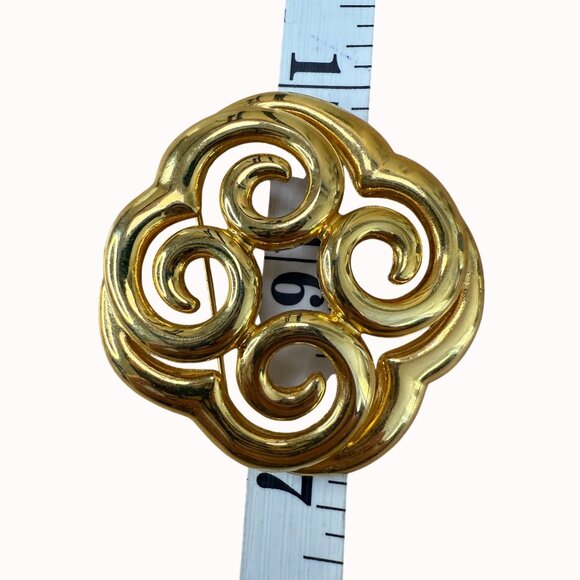Anne Klein Vintage Gold-Tone Swirl Brooch, For sweater, shawl, or poncho - Picture 8 of 9